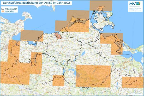 Jahresübersicht DTK50 Bearbeitung Aktualitätsstand 2022 © Geobasis-DE/M-V 2023