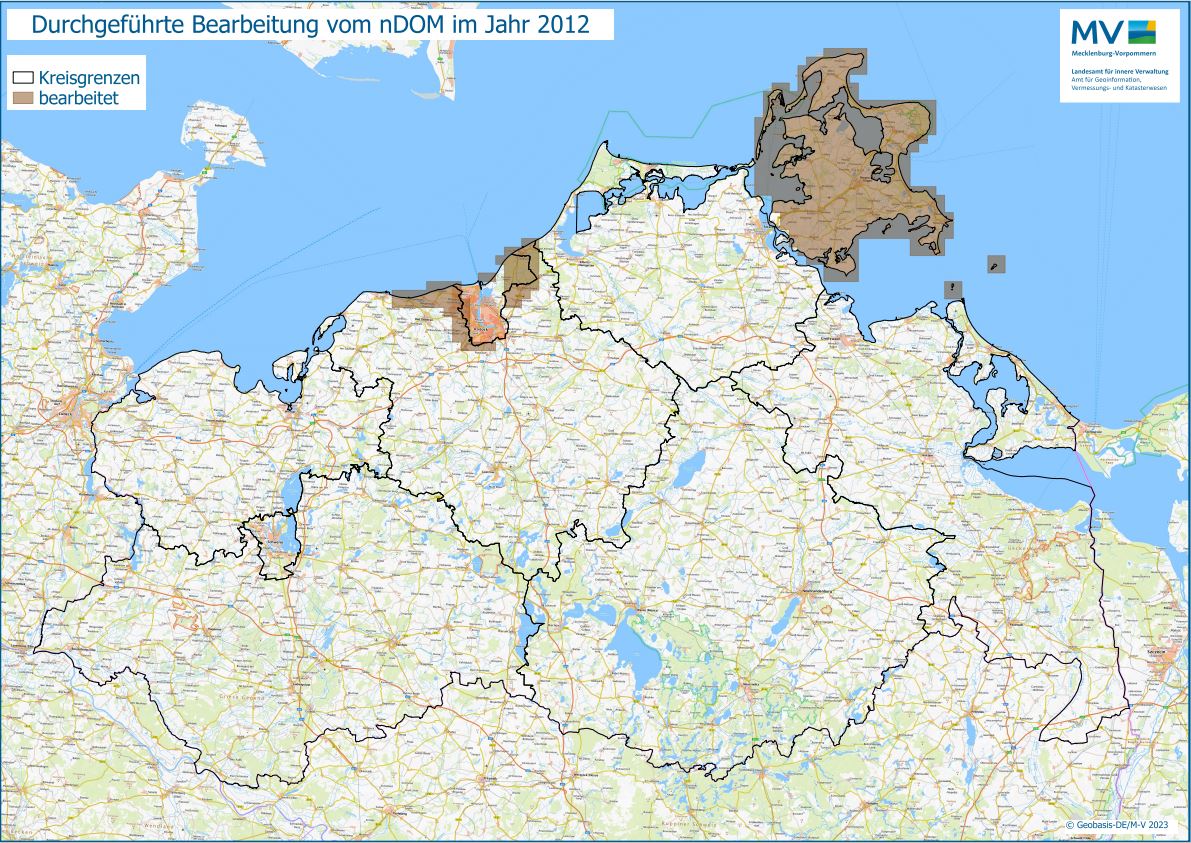 Jahresübersicht nDOM Bearbeitung Aktualitätsstand 2012 © Geobasis-DE/M-V 2023