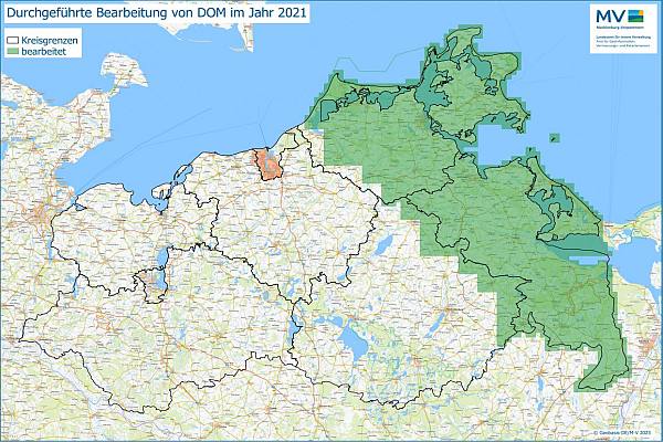 Jahresübersicht DOM Bearbeitung Aktualitätsstand 2021 © Geobasis-DE/M-V 2023