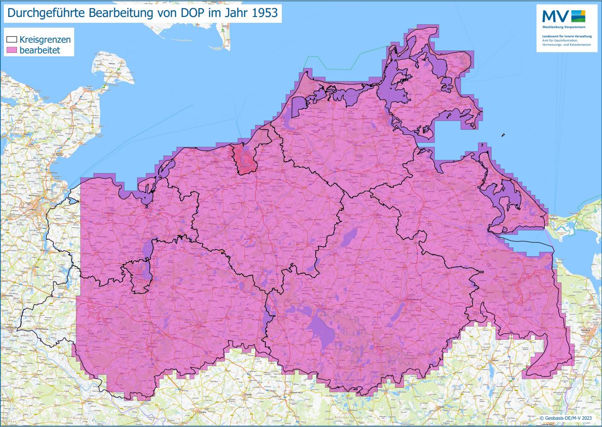 Jahresübersicht DOP Bearbeitung Aktualitätsstand 1953 © Geobasis-DE/M-V 2023