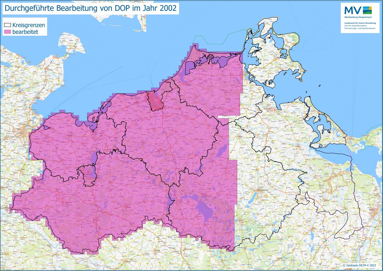 Jahresübersicht DOP Bearbeitung Aktualitätsstand 2002 © Geobasis-DE/M-V 2023