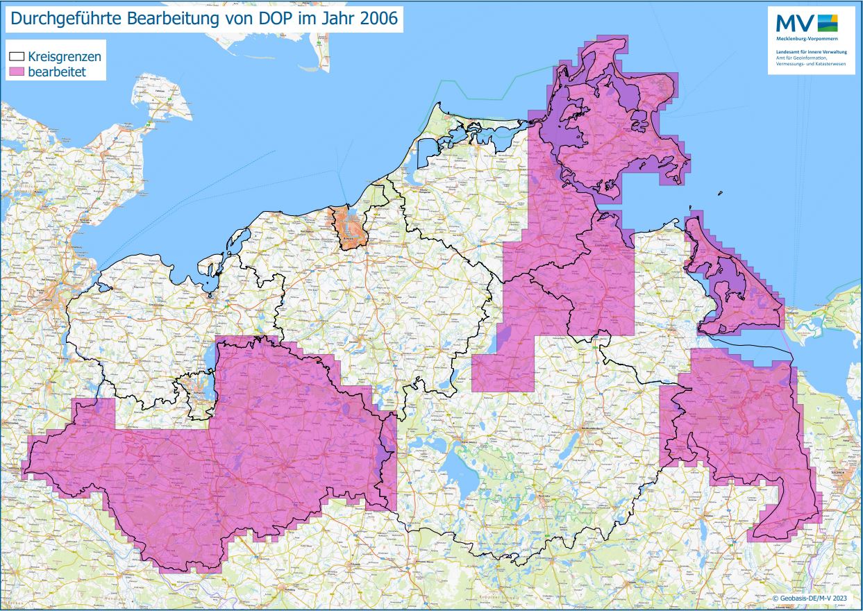 Jahresübersicht DOP Bearbeitung Aktualitätsstand 2006 © Geobasis-DE/M-V 2023