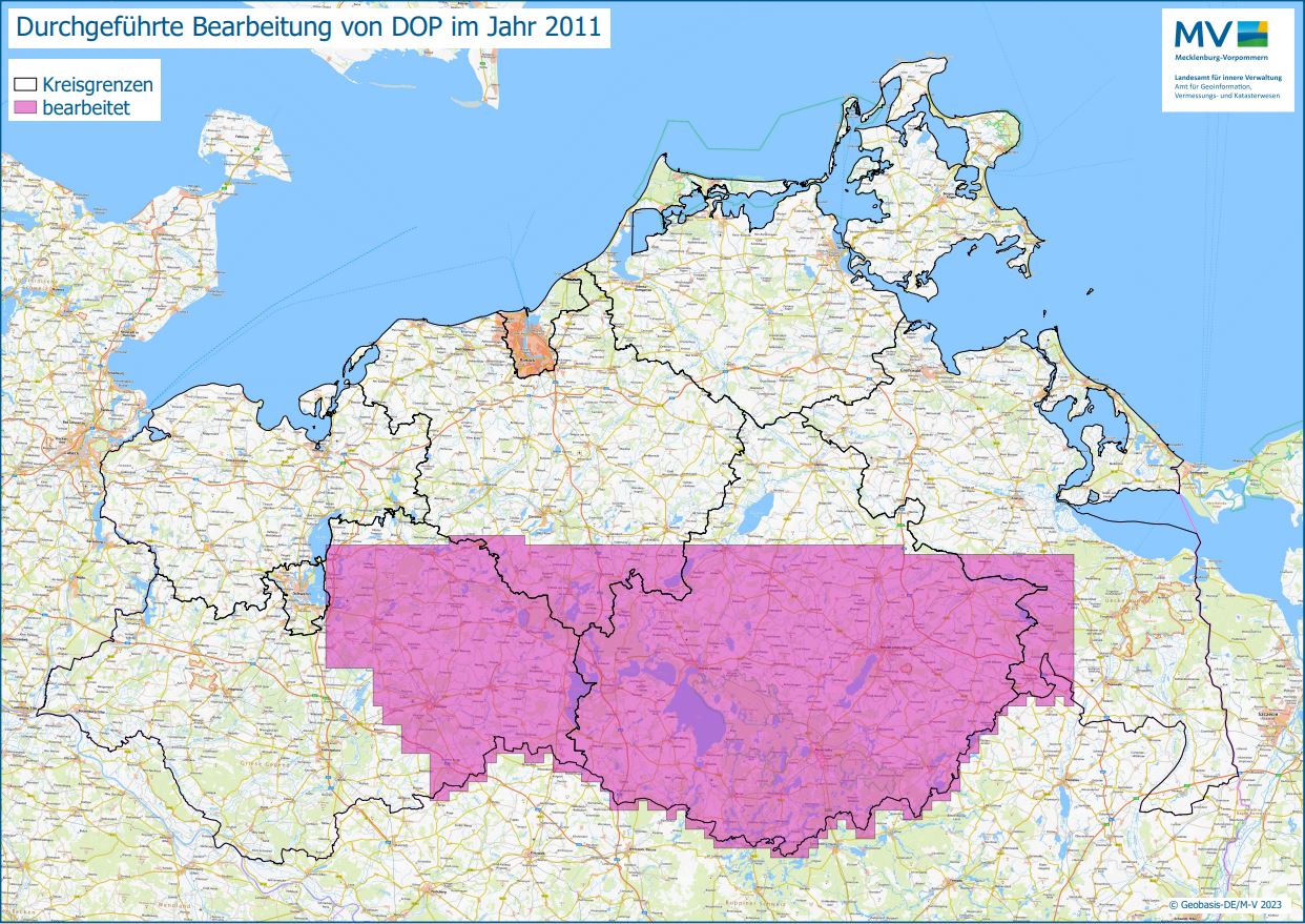 Jahresübersicht DOP Bearbeitung Aktualitätsstand 2011 © Geobasis-DE/M-V 2023