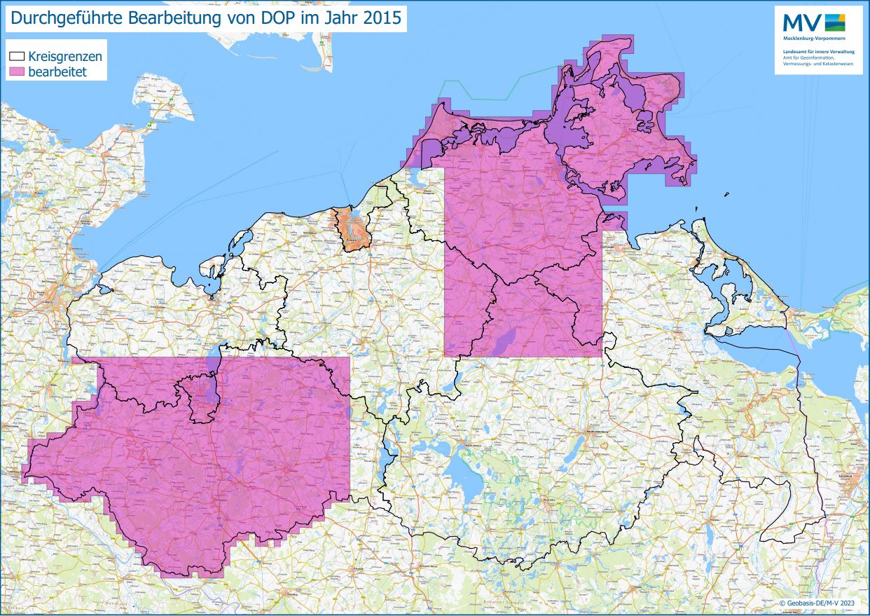 Jahresübersicht DOP Bearbeitung Aktualitätsstand 2015 © Geobasis-DE/M-V 2023