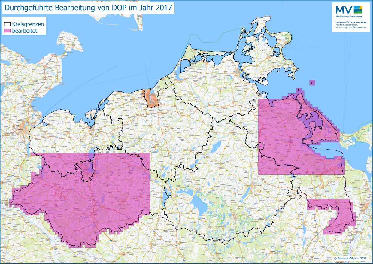 Jahresübersicht DOP Bearbeitung Aktualitätsstand 2017 © Geobasis-DE/M-V 2023