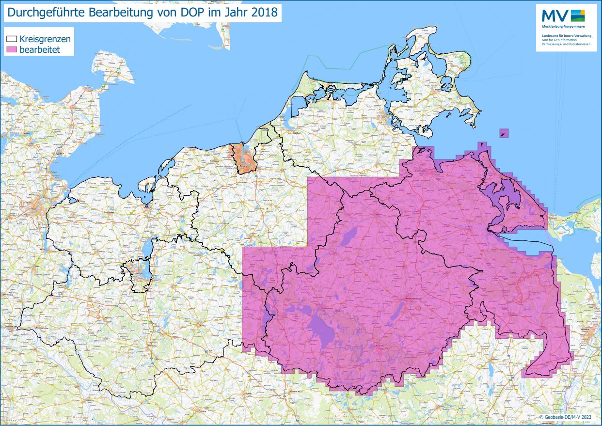  Jahresübersicht DOP Bearbeitung Aktualitätsstand 2018 © Geobasis-DE/M-V 2023