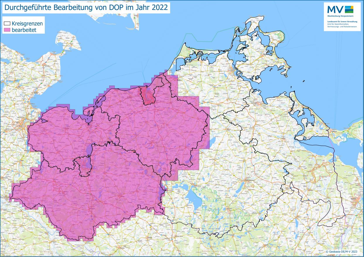 Jahresübersicht DOP Bearbeitung Aktualitätsstand 2022 © Geobasis-DE/M-V 2023