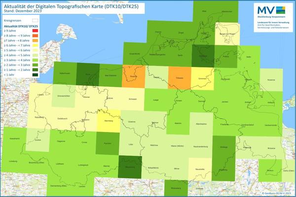 Jahresübersicht DTK10/DTK25 Bearbeitung Aktualitätsstand 2023 © Geobasis-DE/M-V 2023