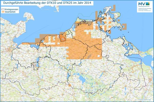 Jahresübersicht DTK10/DTK25 Bearbeitung Aktualitätsstand 2014 © Geobasis-DE/M-V 2023