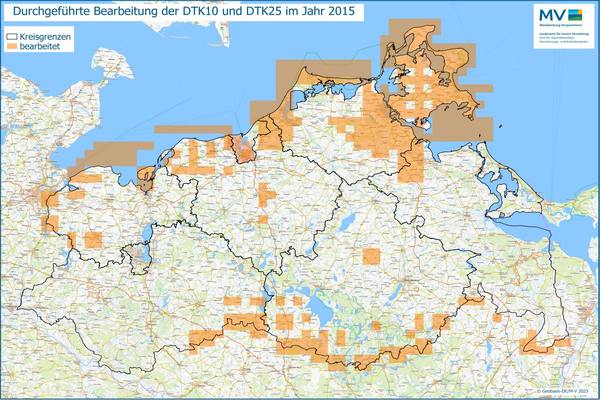 Jahresübersicht DTK10/DTK25 Bearbeitung Aktualitätsstand 2015 © Geobasis-DE/M-V 2023