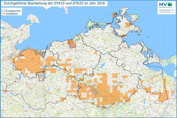 Jahresübersicht DTK10/DTK25 Bearbeitung Aktualitätsstand 2016 © Geobasis-DE/M-V 2023