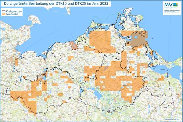 Jahresübersicht DTK10/DTK25 Bearbeitung Aktualitätsstand 2023 © Geobasis-DE/M-V 2023