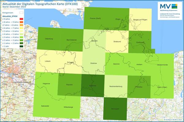  Jahresübersicht DTK100 Bearbeitung Aktualitätsstand 2023 © Geobasis-DE/M-V 2023