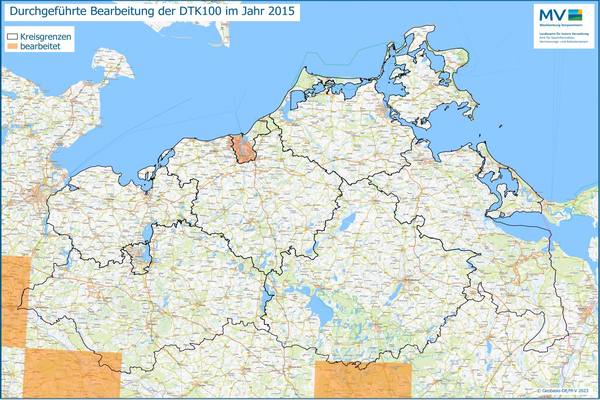 Jahresübersicht DTK100 Bearbeitung Aktualitätsstand 2015 © Geobasis-DE/M-V 2023