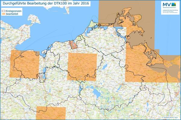  Jahresübersicht DTK100 Bearbeitung Aktualitätsstand 2016 © Geobasis-DE/M-V 2023