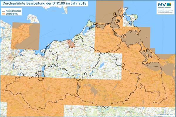 Jahresübersicht DTK100 Bearbeitung Aktualitätsstand 2018 © Geobasis-DE/M-V 2023