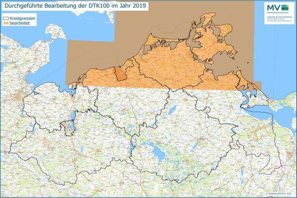 Jahresübersicht DTK100 Bearbeitung Aktualitätsstand 2019 © Geobasis-DE/M-V 2023