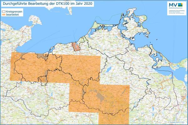 Jahresübersicht DTK100 Bearbeitung Aktualitätsstand 2020 © Geobasis-DE/M-V 2023