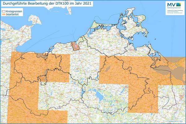 Jahresübersicht DTK100 Bearbeitung Aktualitätsstand 2021 © Geobasis-DE/M-V 2023