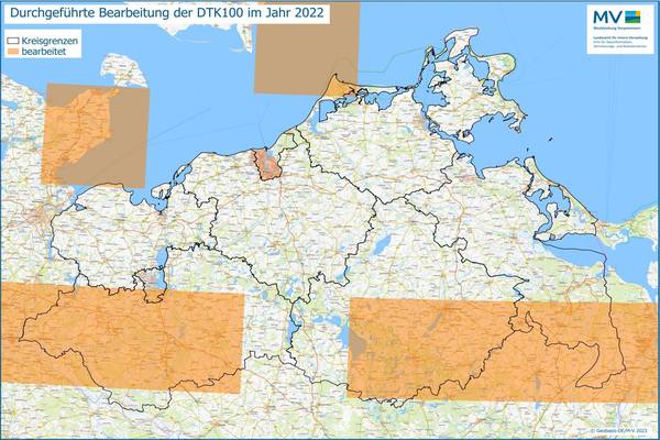 Jahresübersicht DTK100 Bearbeitung Aktualitätsstand 2022 © Geobasis-DE/M-V 2023