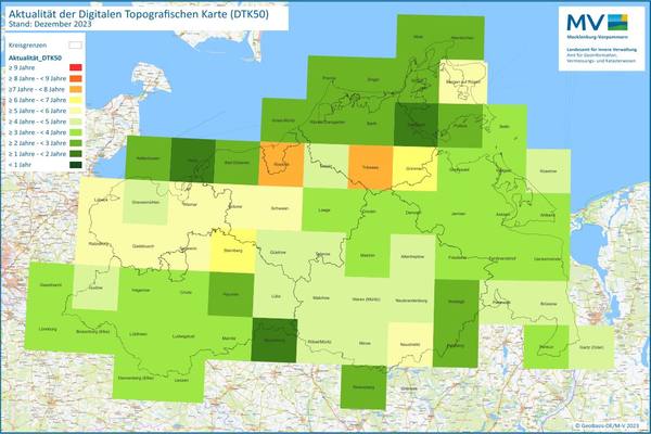  Jahresübersicht DTK50 Bearbeitung Aktualitätsstand 2023 © Geobasis-DE/M-V 2023