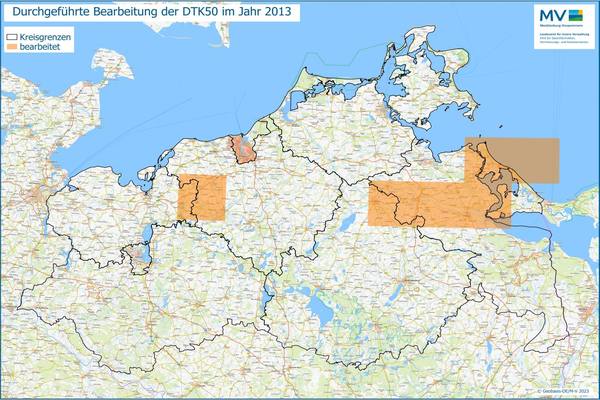 Jahresübersicht DTK50 Bearbeitung Aktualitätsstand 2013 © Geobasis-DE/M-V 2023