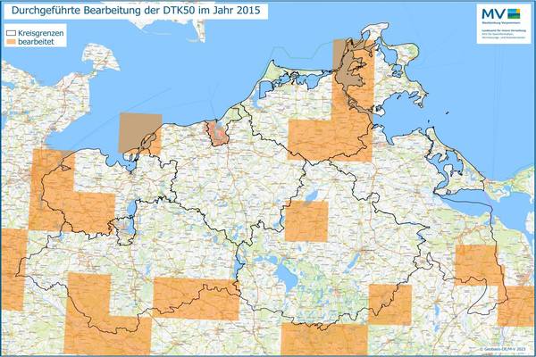 Jahresübersicht DTK50 Bearbeitung Aktualitätsstand 2015 © Geobasis-DE/M-V 2023