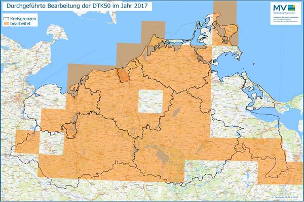 Jahresübersicht DTK50 Bearbeitung Aktualitätsstand 2017 © Geobasis-DE/M-V 2023