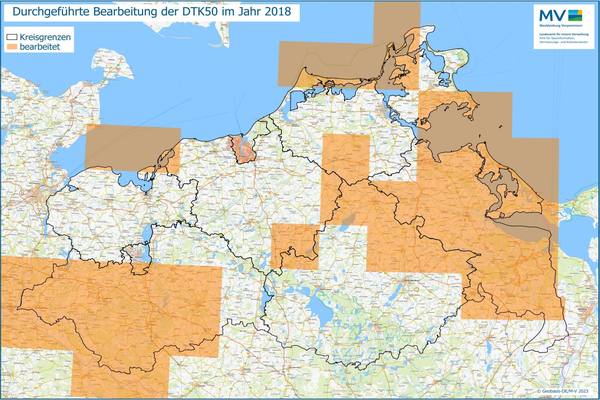 Jahresübersicht DTK50 Bearbeitung Aktualitätsstand 2018 © Geobasis-DE/M-V 2023