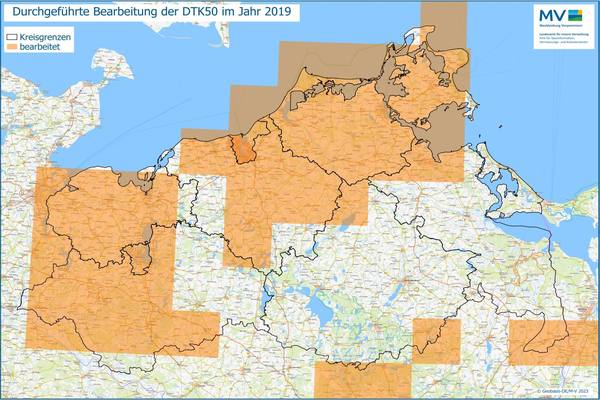 Jahresübersicht DTK50 Bearbeitung Aktualitätsstand 2019 © Geobasis-DE/M-V 2023