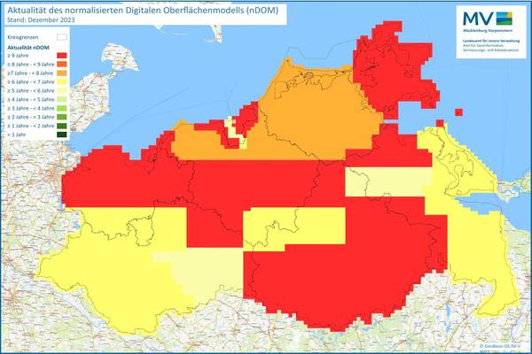 Jahresübersicht nDOM Bearbeitung Aktualitätsstand 2023 © Geobasis-DE/M-V 2023