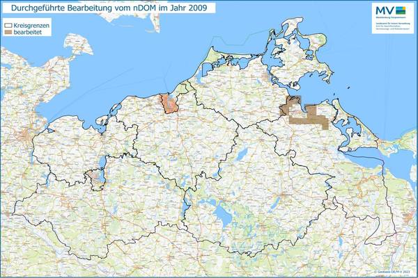 Jahresübersicht nDOM Bearbeitung Aktualitätsstand 2009 © Geobasis-DE/MV 2023