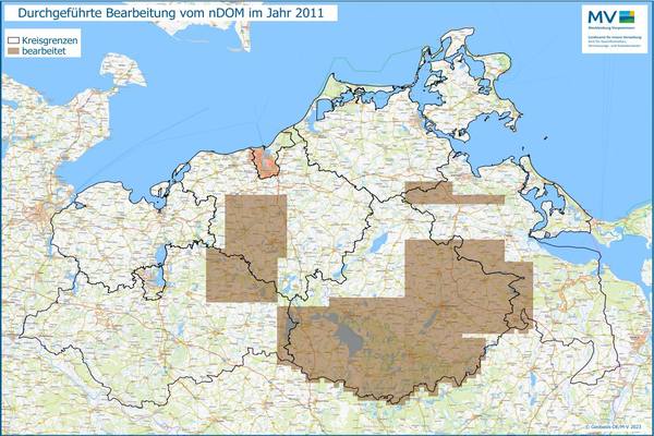 Jahresübersicht nDOM Bearbeitung Aktualitätsstand 2011 © Geobasis-DE/M-V 2023