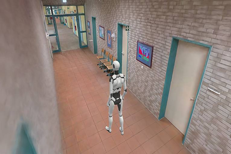 Mit dem Handscanner erzeugte Innenaufnahme der Schule © LAiV