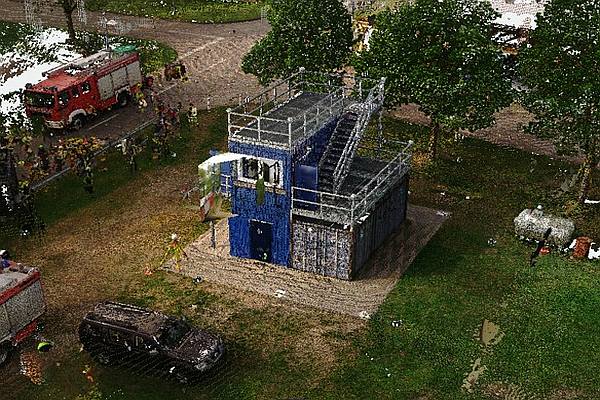 Mit dem terrestrischen Laserscanner erfasstes Übungshaus © LAiV