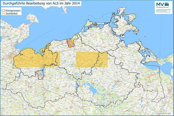 Jahresübersicht ALS Bearbeitung Aktualitätsstand 2014 © Geobasis-DE/MV 2023