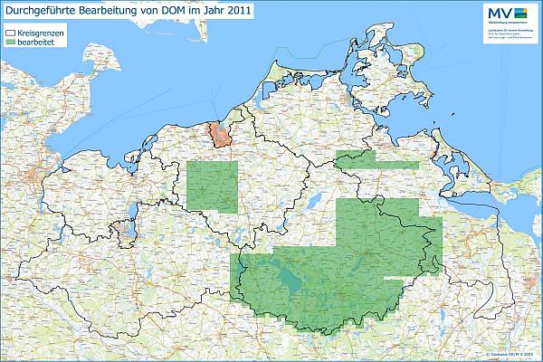 Jahresübersicht DOM Bearbeitung Aktualitätsstand 2011 © Geobasis-DE/M-V 2023