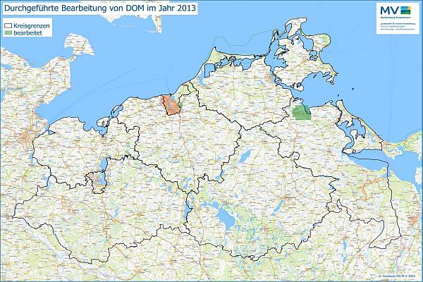 Jahresübersicht DOM Bearbeitung Aktualitätsstand 2013 © Geobasis-DE/M-V 2023