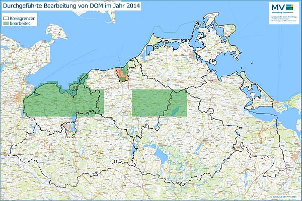 Jahresübersicht DOM Bearbeitung Aktualitätsstand 2014 © Geobasis-DE/M-V 2023