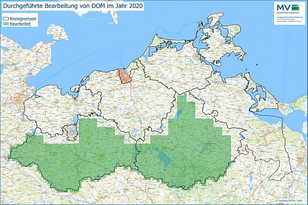 Jahresübersicht DOM Bearbeitung Aktualitätsstand 2020 © Geobasis-DE/M-V 2023