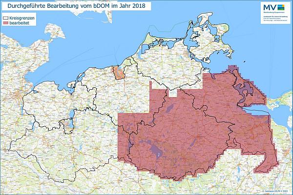 Jahresübersicht bDOM Bearbeitung Aktualitätsstand 2018 © Geobasis-DE/M-V 2023