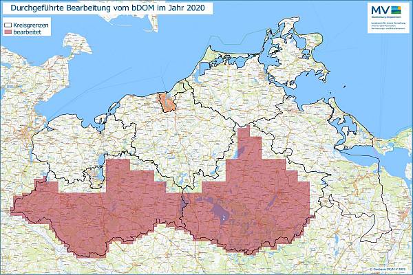 Jahresübersicht bDOM Bearbeitung Aktualitätsstand 2020 © Geobasis-DE/M-V 2023