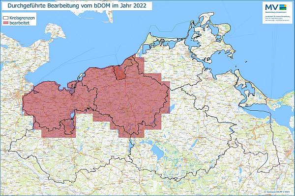 Jahresübersicht bDOM Bearbeitung Aktualitätsstand 2022 © Geobasis-DE/M-V 2023