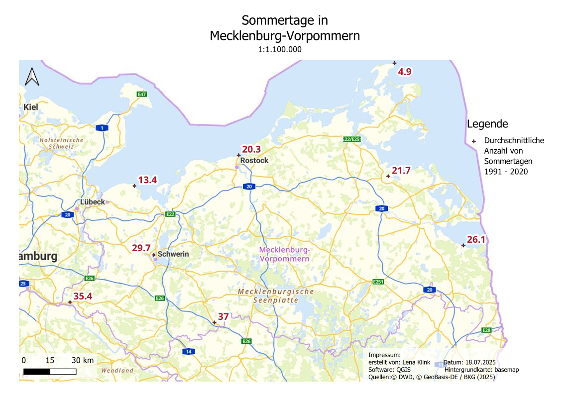 Darstellung Sommertage in M-V © Geobasis-DE/MV 2025