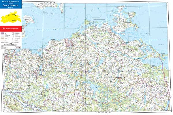 Übersichtskarte 1:250 000 Mecklenburg-Vorpommern (UEK250MV) © LAiV
