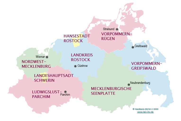 Karte der Landkreise und kreisfreien Städte  © LAiV