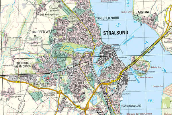 Ausschnitt topographische Karte 1:50 000