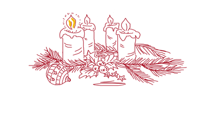 Adventskranz mit einer leuchtenden Kerze
