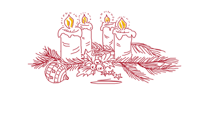 Adventskranz mit vier leuchtenden Kerzen