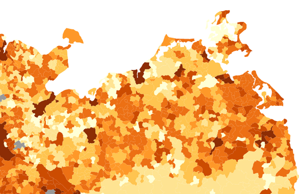 Karte Realsteuern - Hebesätze der Gemeinden